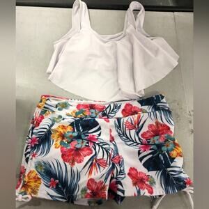 New 2 Piece Shorts Swimsuit Tropical Print Buffett Summer Hawaiian 577 Size M